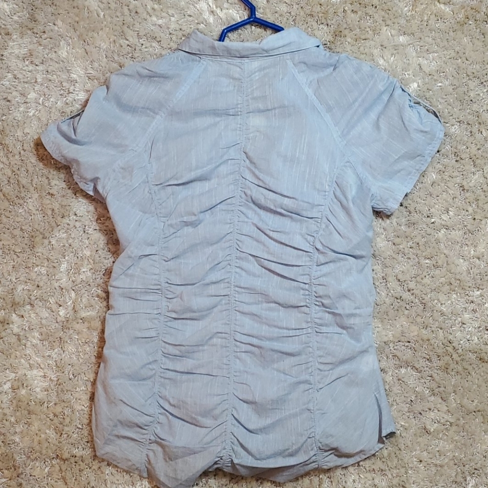 Blue Short Sleeve Blouse - Picture 2 of 3